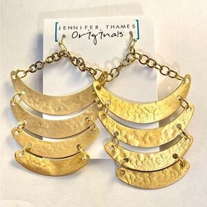 Jennifer Thames Originals Artisan Gold Hammered Tiered Earrings